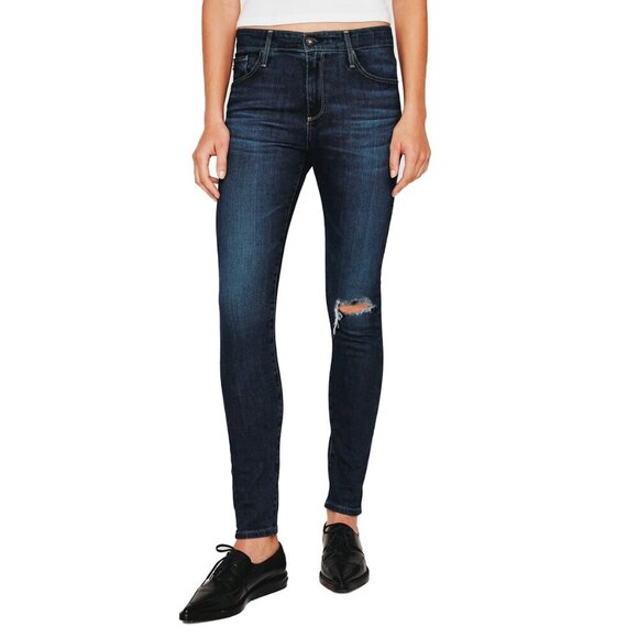 AG Adriano Goldschmied FARRAH Skinny Jeans High Rise Stretch Ripped Denim Blue - Picture 1 of 11